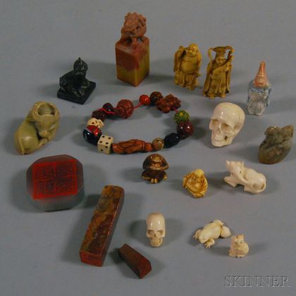 Group of Chinese Seals, Netsukes, and Ojime