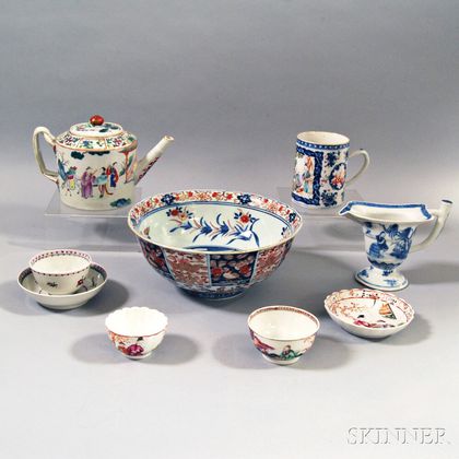 Nine Mostly Chinese Export Porcelain Items