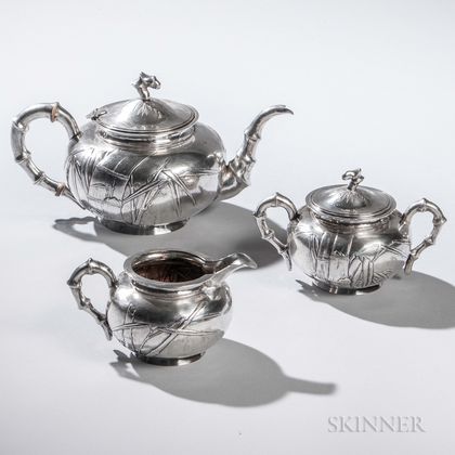 Three-piece Chinese Export Silver Tea Service