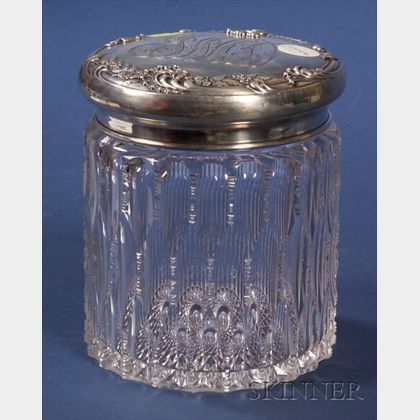 American Colorless Cut Glass and Sterling-lidded Humidor