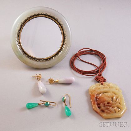 Four Jade and Hardstone Jewelry Items