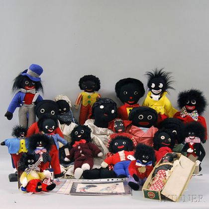 Group of Twenty Golliwogs and Black Cloth Dolls
