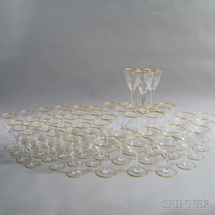 Approximately Fifty-one Pieces of Baccarat Gilt-rim Stemware