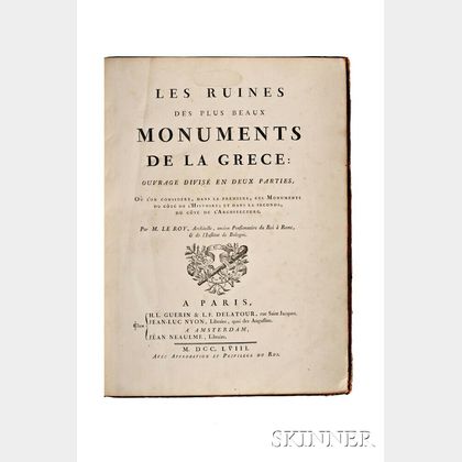 Le Roy, Julien David (1724-1803) Les Ruines des Plus Beaux Monuments de la Grèce