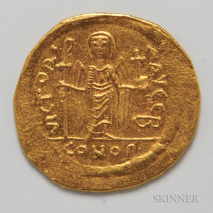 Byzantine Maurice Tiberius AV Solidus. Estimate $300-500