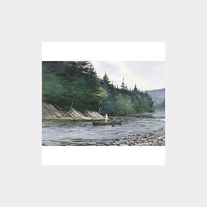 Milton C. Weiler (American, 20th Century) Salmon Fishing on the Matapedia River, Quebec