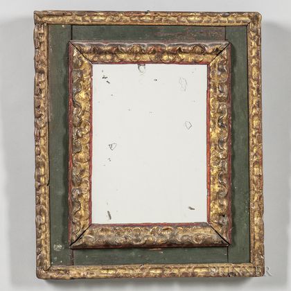 Green-painted and Gilt Mirror