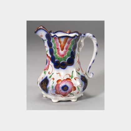 Polychrome and Pink Lustre Decorated Staffordshire Jug