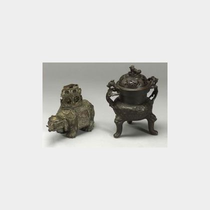Two Bronze Incense Burners