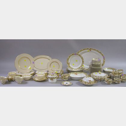 Fifty-one Piece Haviland Limoges Transfer Decorated Porcelain Partial Dinner Set and a Thirty-piece Lenox Gilt Imperial Pattern Porcela
