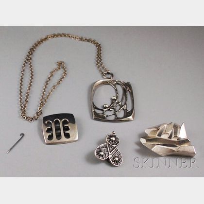Four Finnish Sterling Silver Jewelry Items