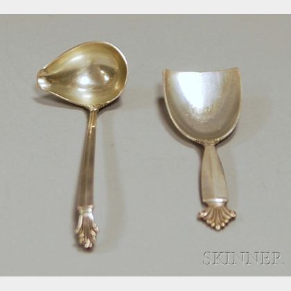 Two Small Georg Jensen "Acanthus" Sterling Silver Flatware Serving Items
