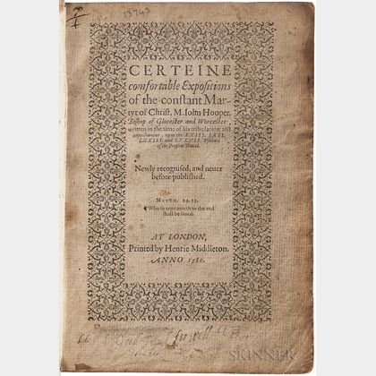 Hooper, John (d. 1555) Certeine Comfortable Expositions of the Constant Martyr of Christ, M. Iohn Hooper.