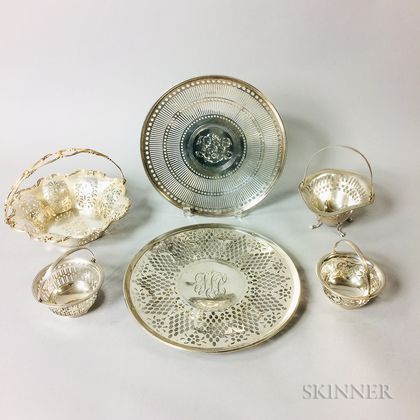 Six Reticulated Sterling Silver Tableware Items