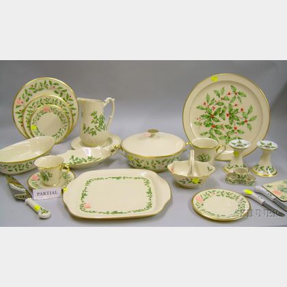Approximately 139-piece Lenox Holiday Pattern Porcelain Dinner Service
