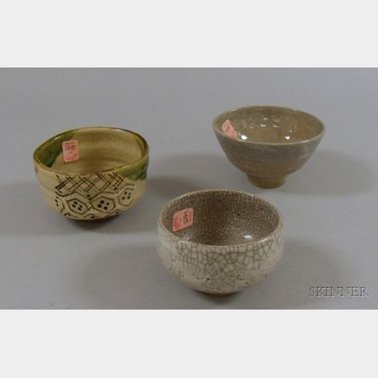Three Asian Ceramic Tea Ceremony Bowls