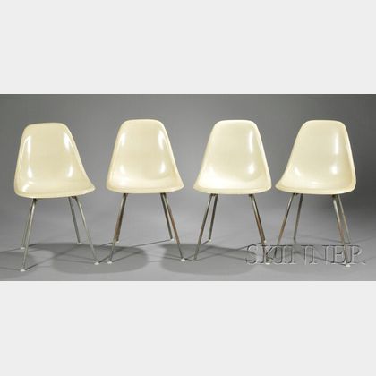 Four Charles and Ray Eames DCM Chairs