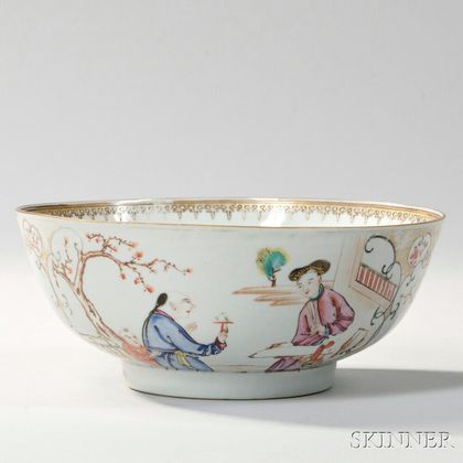 Small Export Porcelain Punch Bowl