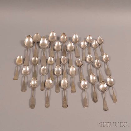 Approximately Thirty Coin Silver Spoons