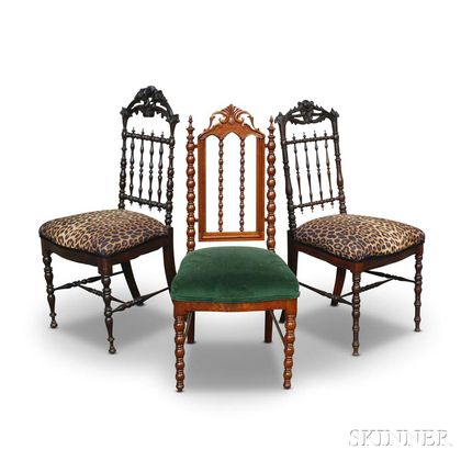 Three Gothic Revival Mahogany Side Chairs