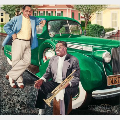 Chris Osborne (American, b. 1951) Three Works: Louis Armstrong and Duke Ellington , Rita Hayworth