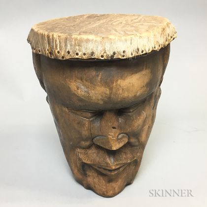 Carved Wood Figural Drum