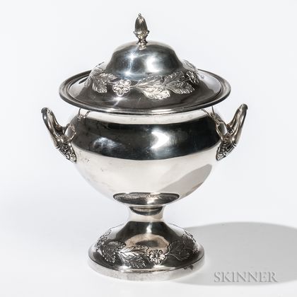 Thomas Fletcher Coin Silver Covered Sugar Bowl