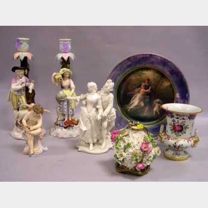 Seven Continental Decorated Porcelain Items