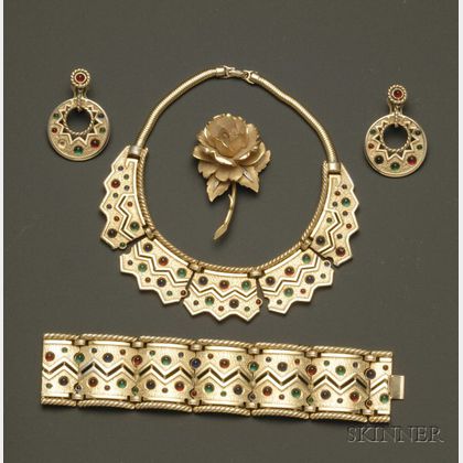Marcel Boucher Designed Earrings, Bracelet, and Necklace Suite