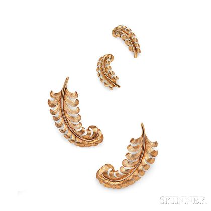 Retro 14kt Gold Feather Suite, Tiffany & Co.
