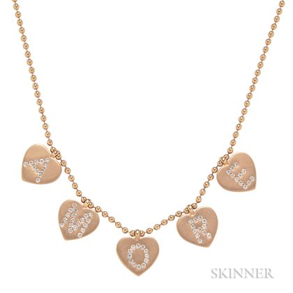 18kt Rose Gold and Diamond Heart Pendant