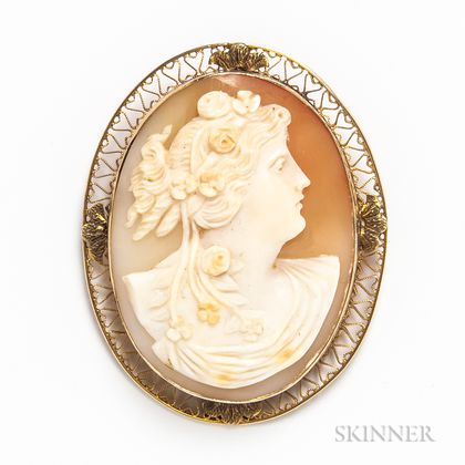 14kt Gold-mounted Cameo Brooch