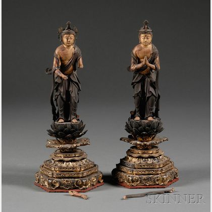 Pair of Carved Wood Figures
