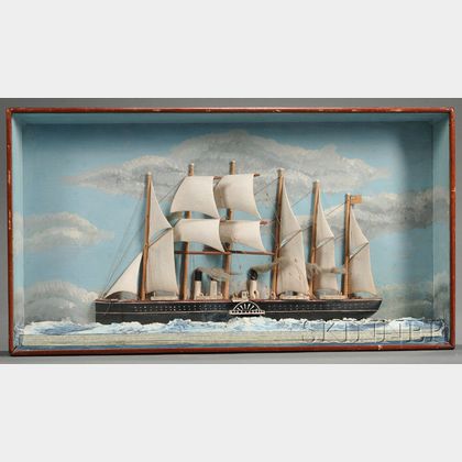 Anglo/American School, 19th Century Diorama of the Six-masted Steam Ship GREAT EASTERN
