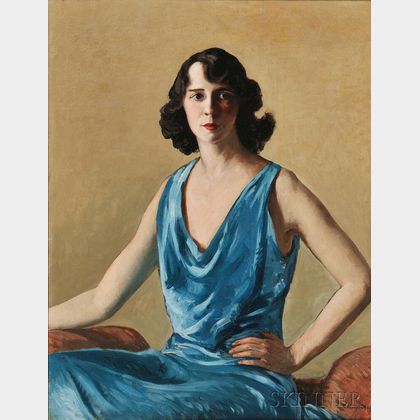 Gifford Beal (American, 1879-1956) Portrait Study in Blue (Esther Becker Goetz)
