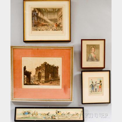 Five Framed European Prints