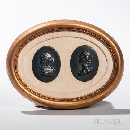 Pair of Wedgwood Black Basalt Portrait Medallions