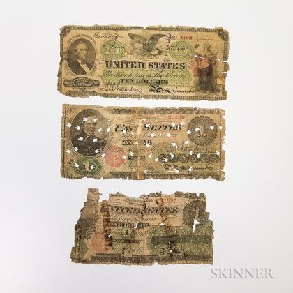 Three 1862 Legal Tender Contemporary Counterfeit Notes