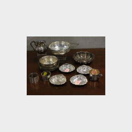 Thirteen Silver Plated and Sterling Silver Hollowware Serving Pieces. 