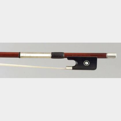 French Silver Mounted Violin Bow, Marcel Fetique