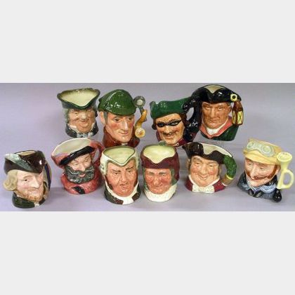 Ten Small Royal Doulton Character Jugs
