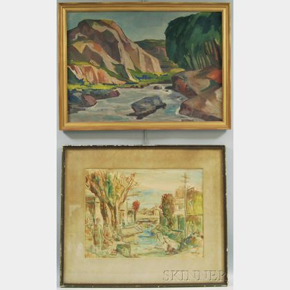 Roberto Azzoni (Argentine, 1899-1989) Two Works: River Gorge