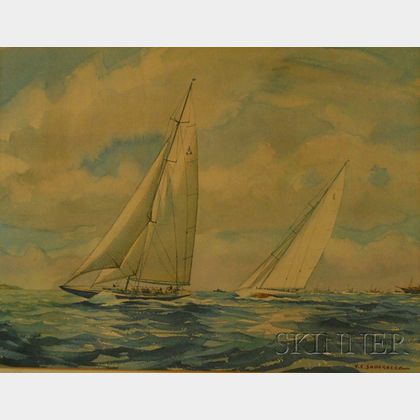 Unframed Photo-reproduction of Sailing Ships After Y.E. Soderberg. 