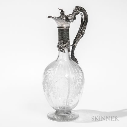 Victorian Sterling Silver-mounted Glass Ewer