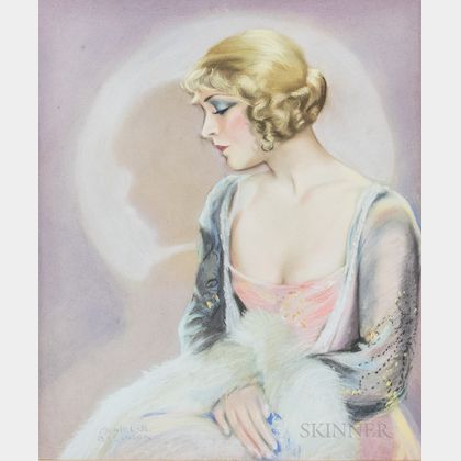 Framed Muriel Robinson (American, 19th/20th Century) Pastel Portrait of Silent Film Actress Vilma Banky