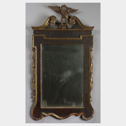 George II Parcel Mahogany Veneered and Parcel Gilt Mirror