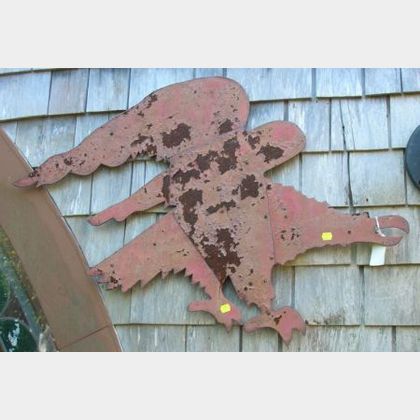 Red Painted Cut Sheet Metal Eagle. 