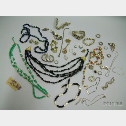 Lot of Assorted Beaded Necklaces, Sterling Silver, and Costume Jewelry. 
