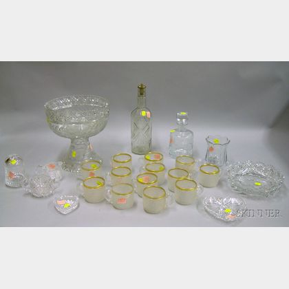Twenty-three Pieces of Colorless Cut, Molded, and Art Glass Tableware