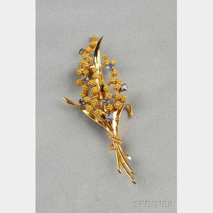 18kt Gold and Sapphire Brooch, Fred